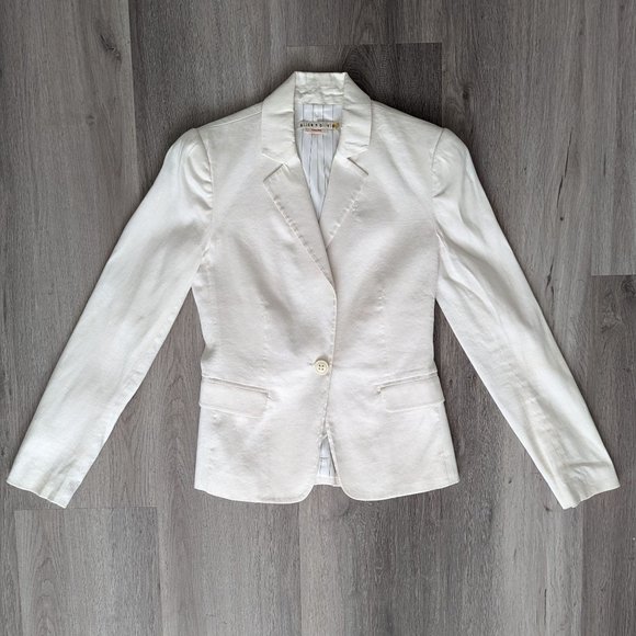 Alice + Olivia Jackets & Blazers - Alice + Olivia Towork! White Linen Cotton Short Blazer Jacket